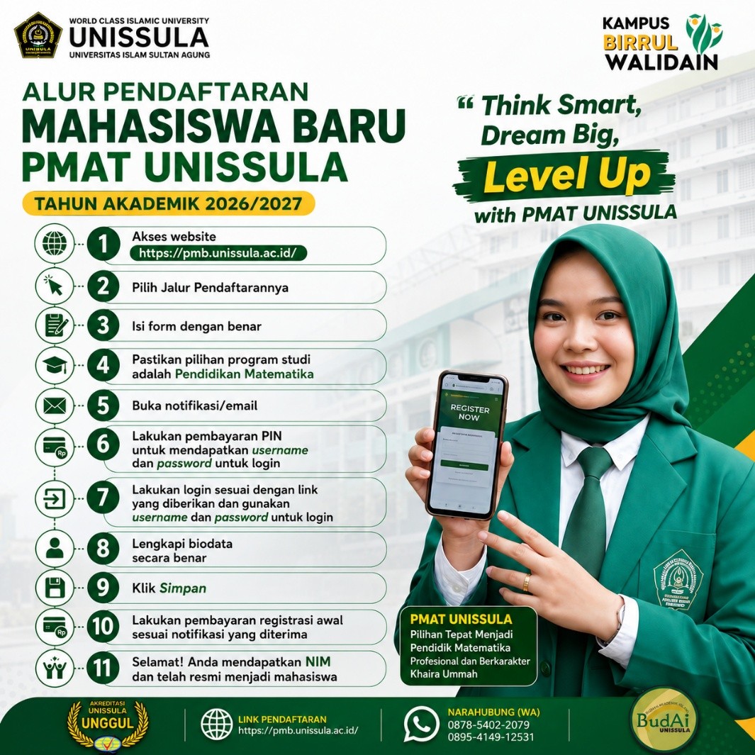 Poster Alur Pendaftaran Mahasiswa Baru PMAT UNISSULA